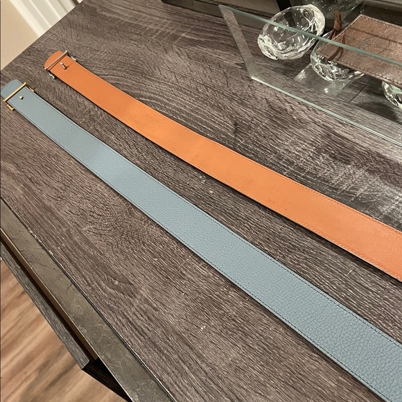 2 Tory Burch Black and Brown Belts with Metallic Logo Buckles both reversible - Picture 10 of 11